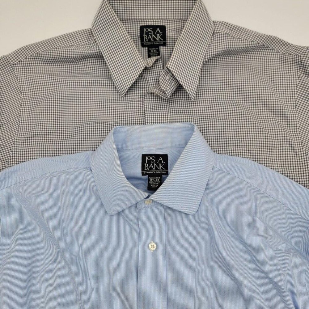 LOT of 2 Jos A Bank Traveler Dress Shirts Cotton Men's 16 1/2 33 Large Tailored